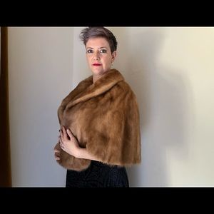 Vintage Habers Brown Mink shawl or bridal jacket